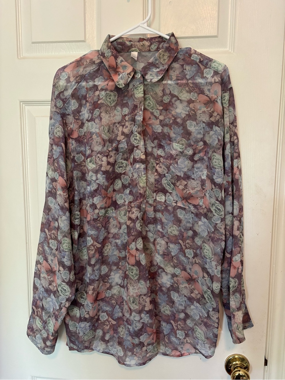 American Apparel Sheer Floral Button-Up Blouse